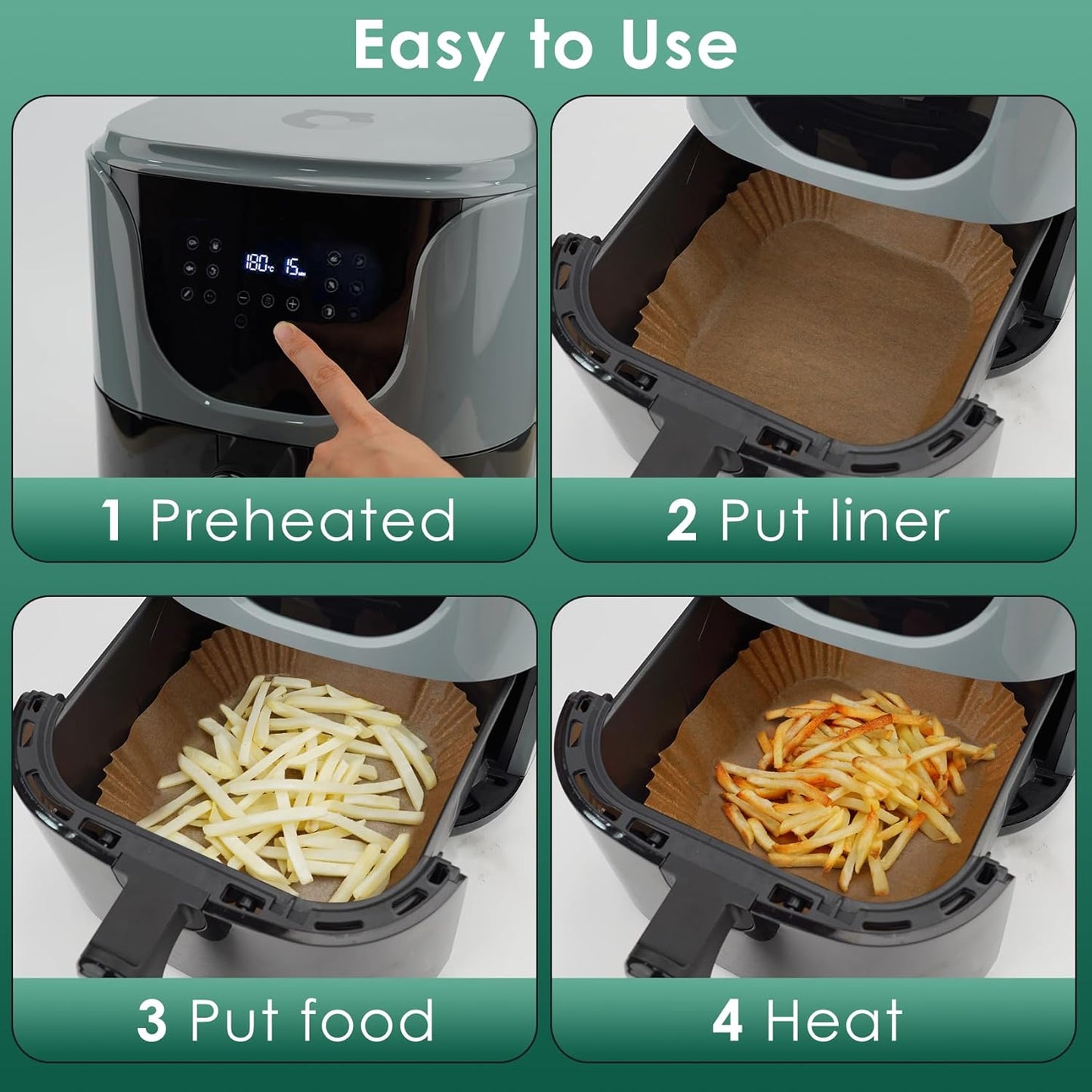 Small Air Fryer Liners Disposable, 2 QT Parchment Paper for COSORI 2.1 Qt Air Fryer, 125PCS 4.7 Inch Square Baking Paper Sheets for Mini Airfryer Basket