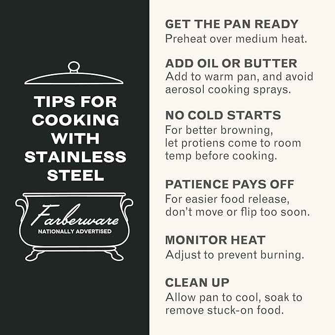 Farberware Classic Series Anniversary Edition Stainless Steel Sauté Pan and Lid with Helper Handle, Induction Suitable, 6 Quart Jumbo Cooker, Metal Utensil Safe - Stainless Steel