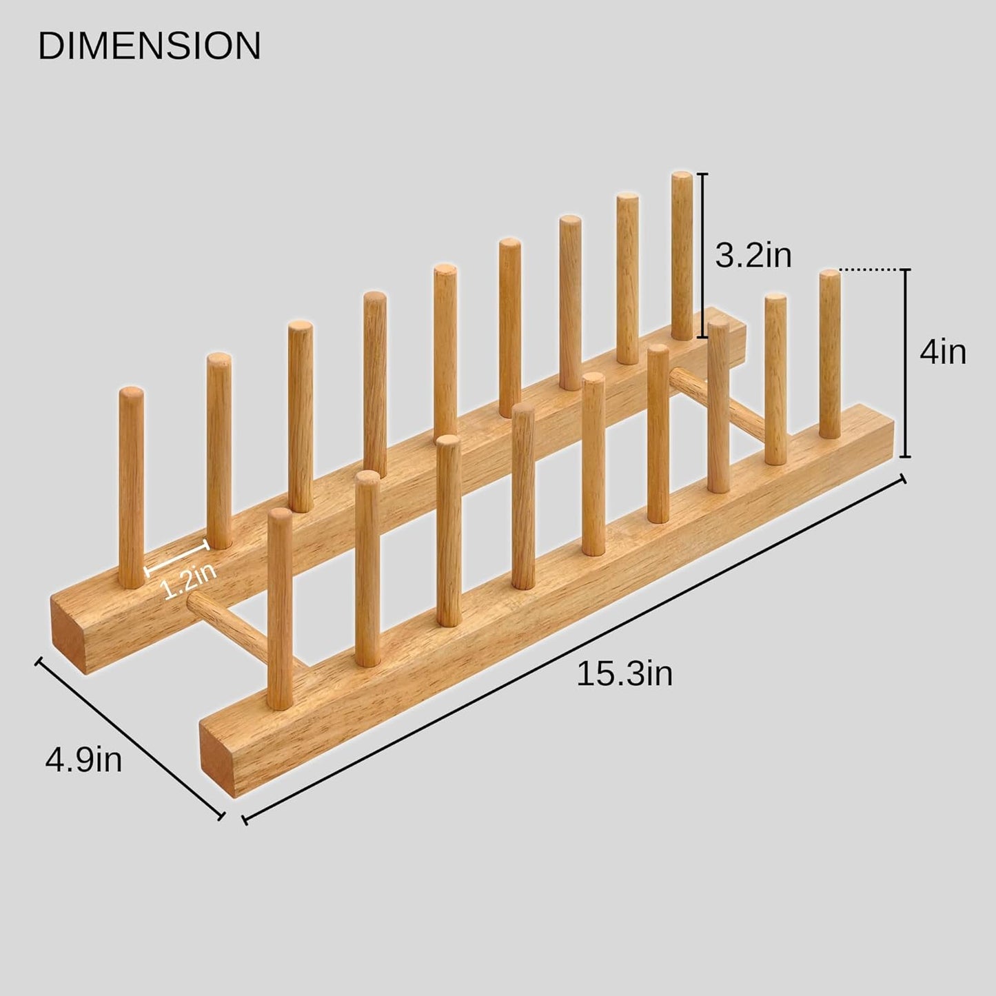 Solid Wood Kitchen Dish Drying Rack Plate Organizer for Kitchen Display Countertop (Pack of 2)