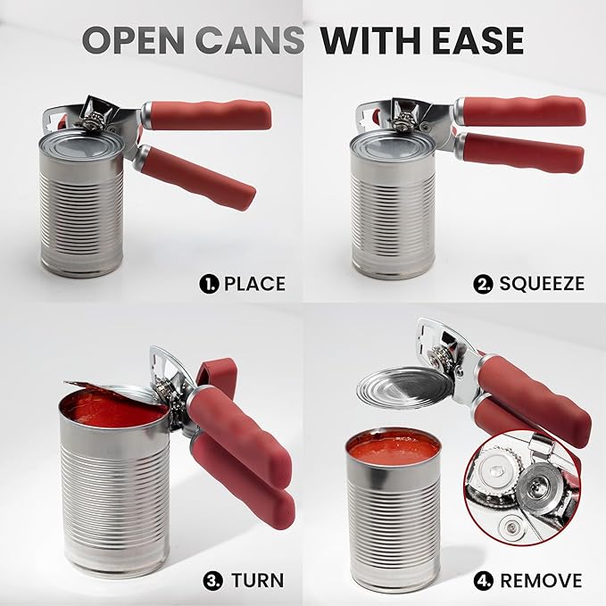 Zulay Kitchen Manual Can Opener with Bottle Opener with Turn Knob