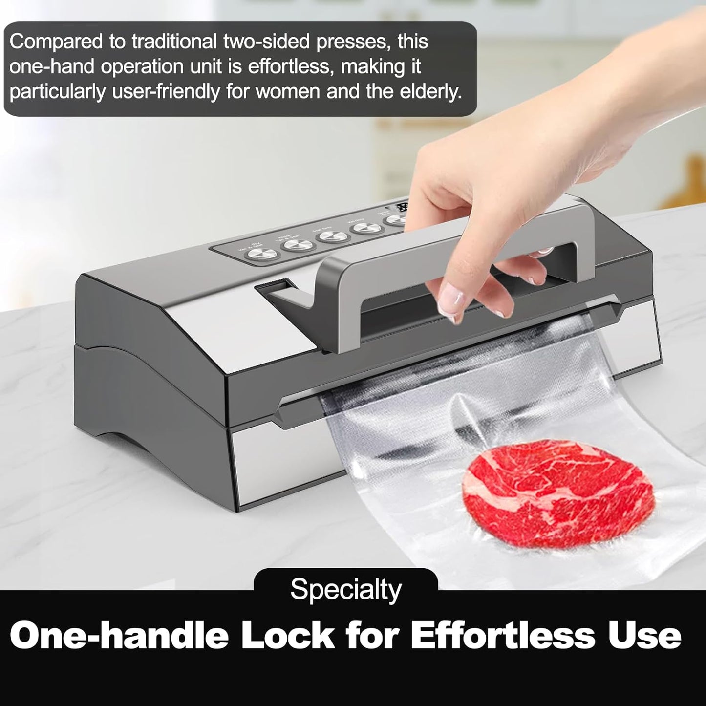 2025 Upgraded Precision Fast-Vacuum Sealer, LIWUNON Commercial Full Automatic Food Vacuum Sealer Machine, Double Heat Seal, Built-in Cutter&Bag Storage, Powerful Food Vacuum Saver, 2 Bag Rolls&hose