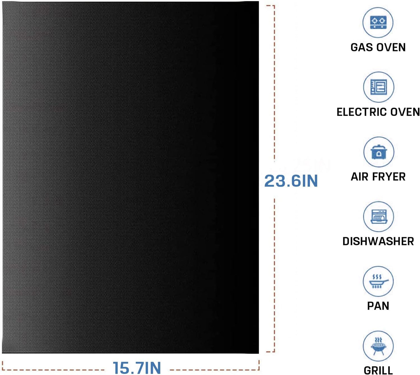 Large Oven Liners，5 PACK Heavy Duty Teflon Oven Liners,BBQ Grill Mats for Bottom of Oven for Gas, Electric and Fan Assisted Ovens，Baking Mat, Oven Protector Sheets，Reusable
