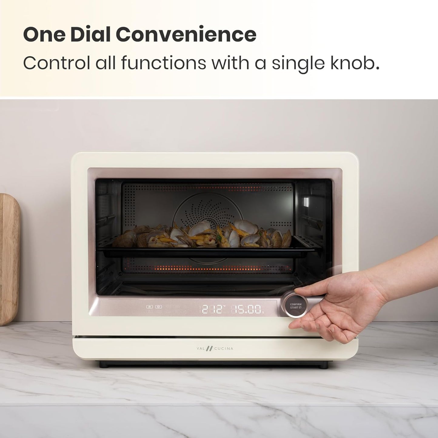 7-in-1 Steam Convection Oven Countertop with Air Fry, Bake, Sous Vide, Ferment, Built-in Recipes | Anti-Scalding, Self Clean, Food-grade Stainless Steel Cavity & Accessories | 1500W