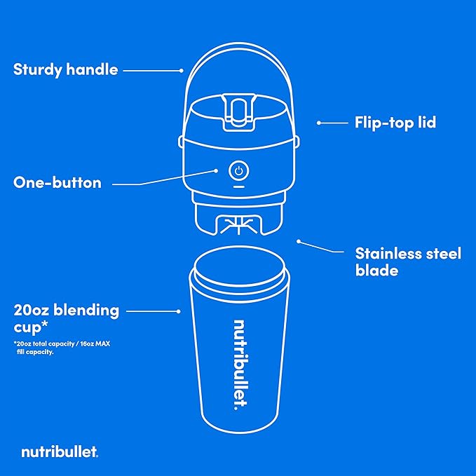 nutribullet Flip Portable Blender with Insulated Cup, Cordless, Black, NBPB50350AK