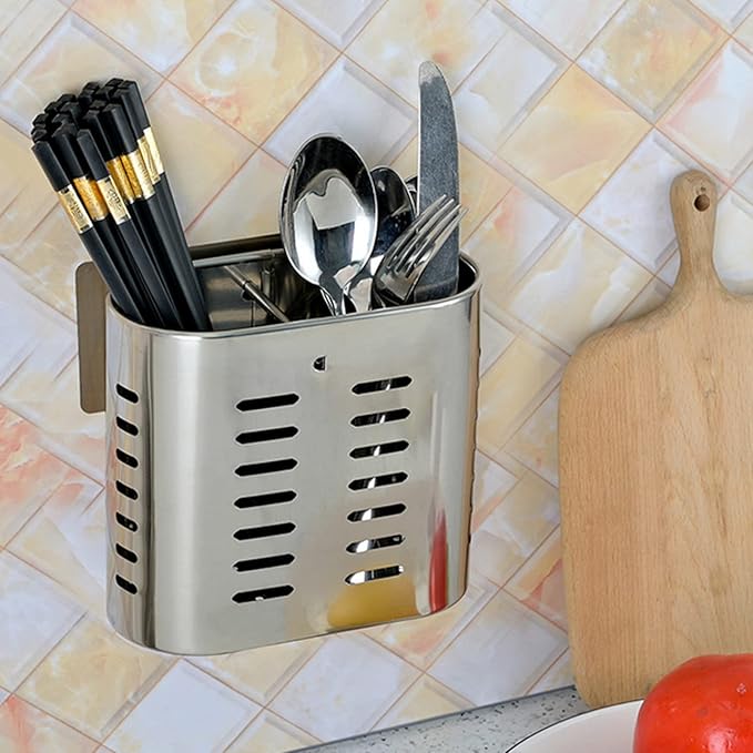 Fdit Household Wall Mount Utensil Drying Racks,Cooking Utensil Holder Flatware Hanging Organizer Drying Racks with Hollow Design for Spoons Knives Forks Chopsticks