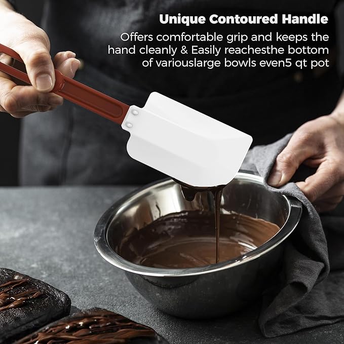 High Heat Resistant Silicone Spatulas, 13-1/2" Commercial Spatula 500°F Heat-Resistant Heavy Duty Spatula Non-Stick Scraper, Ideal for Baking/Cooking/Mixing, Commercial Dishwasher Safe, Set of 2