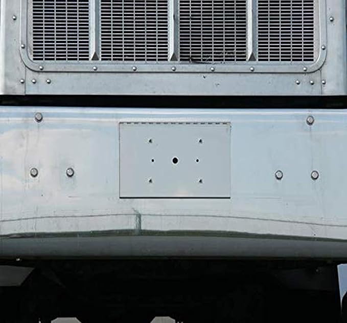 RoadWorks | Stainless Steel Hinged Tow Pin Cover with Holes for License Plate for Peterbilt 379 | 30171