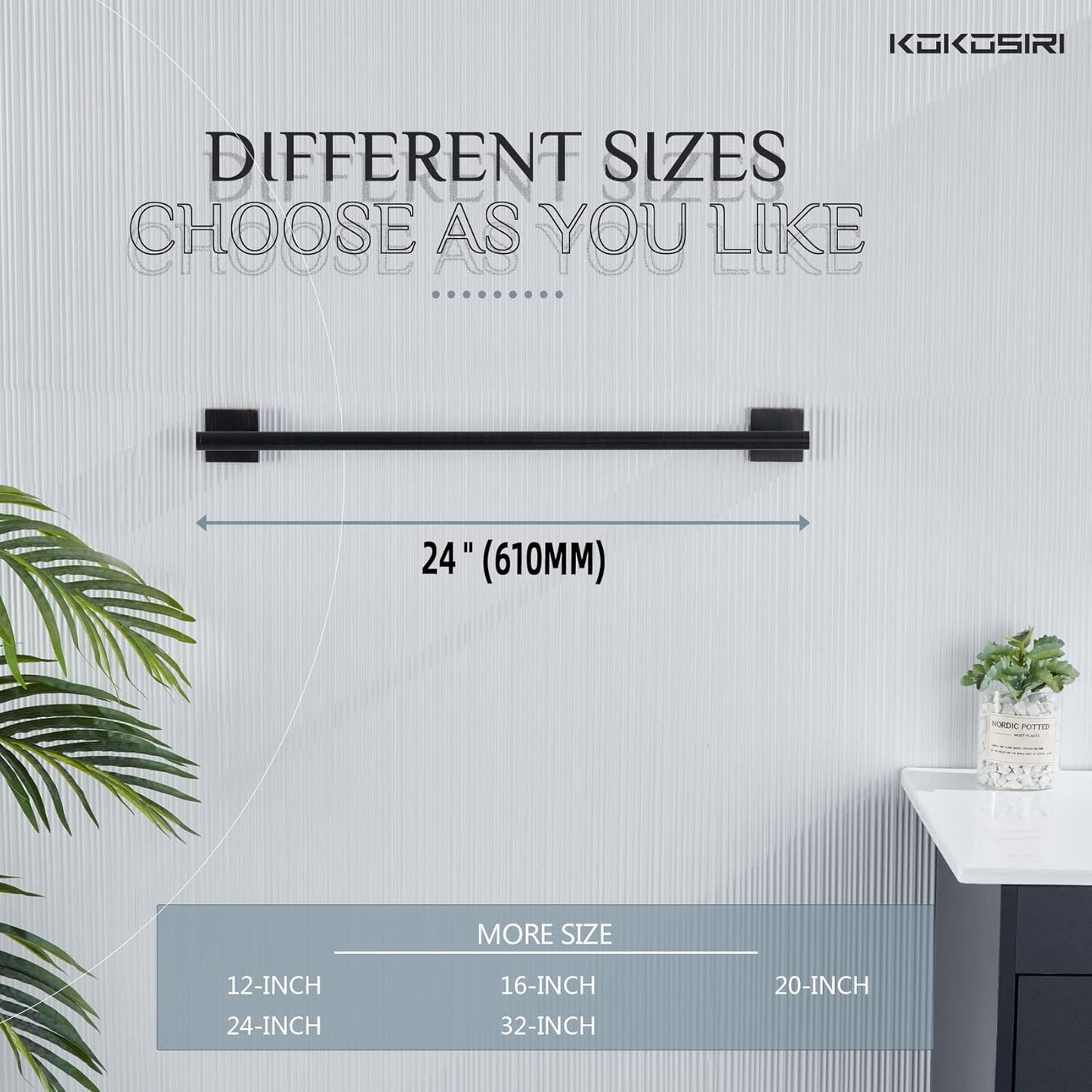 KOKOSIRI Bathroom Towel Bar Bath Towel Holders for Toilet Kitchen Cabinet Wall Mount 24 Inch, 2 Pack Oil Rubbed Bronze Stainless Steel B4005ORB-L24-P2
