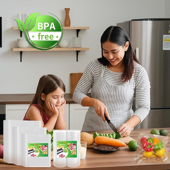 MakMeFre 200 Plus Quart Size 10" x 13" Vacuum Sealer Bags with BPA Free and Heavy Duty,Great for Food Storage Vaccume Sealer PreCut Bag