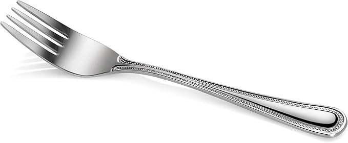 New Star Foodservice 1029734 Bead Pattern, 18/0 Stainless Steel, Salad Fork, 6.6-Inch Set of 12