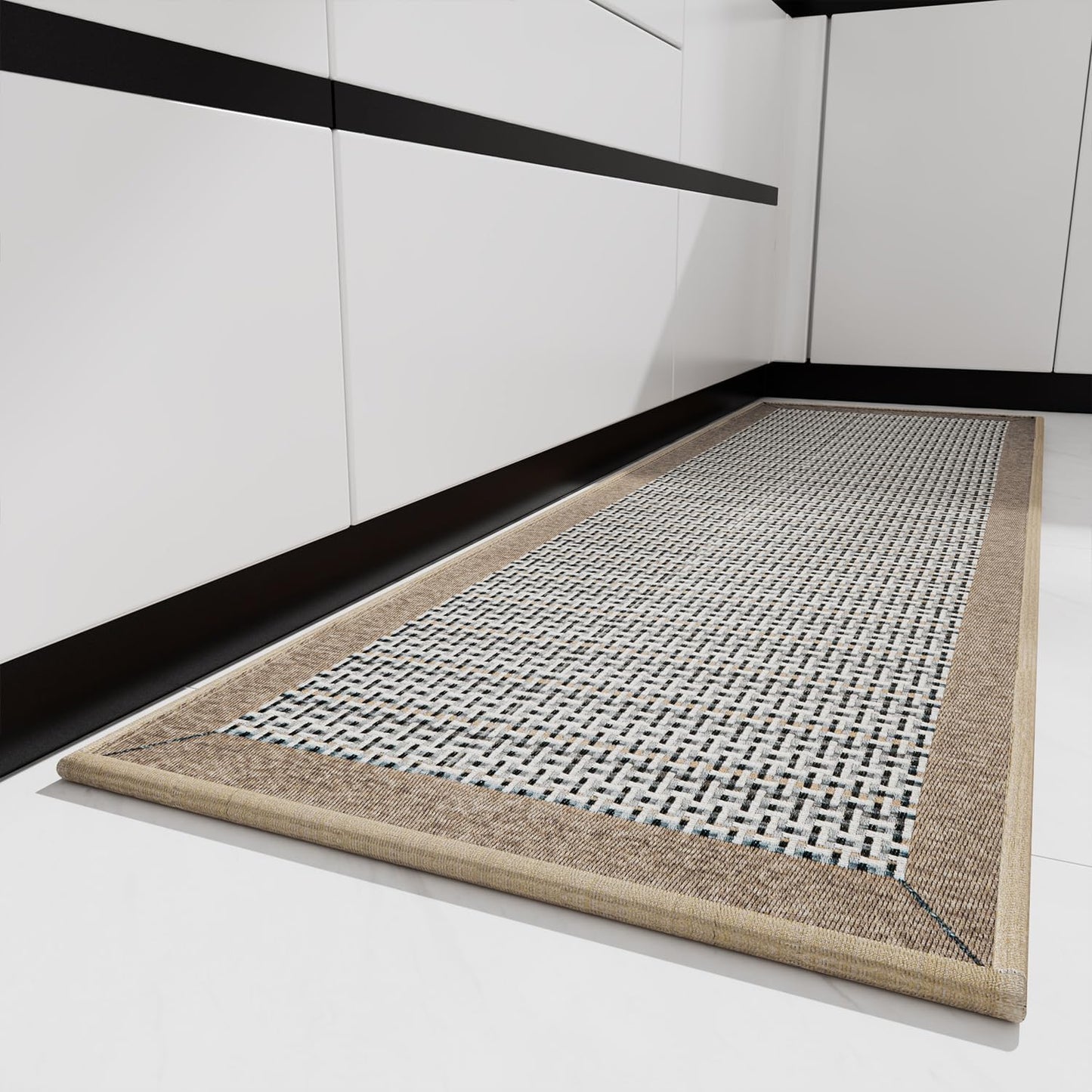 PADOOR Kitchen Mats for Floor, Kitchen Rugs Non Slip Washable, Rubber Backed Kitchen Runner Super Absorbent Kitchen Floor Mat Sink Rug, 17”x24” Brown