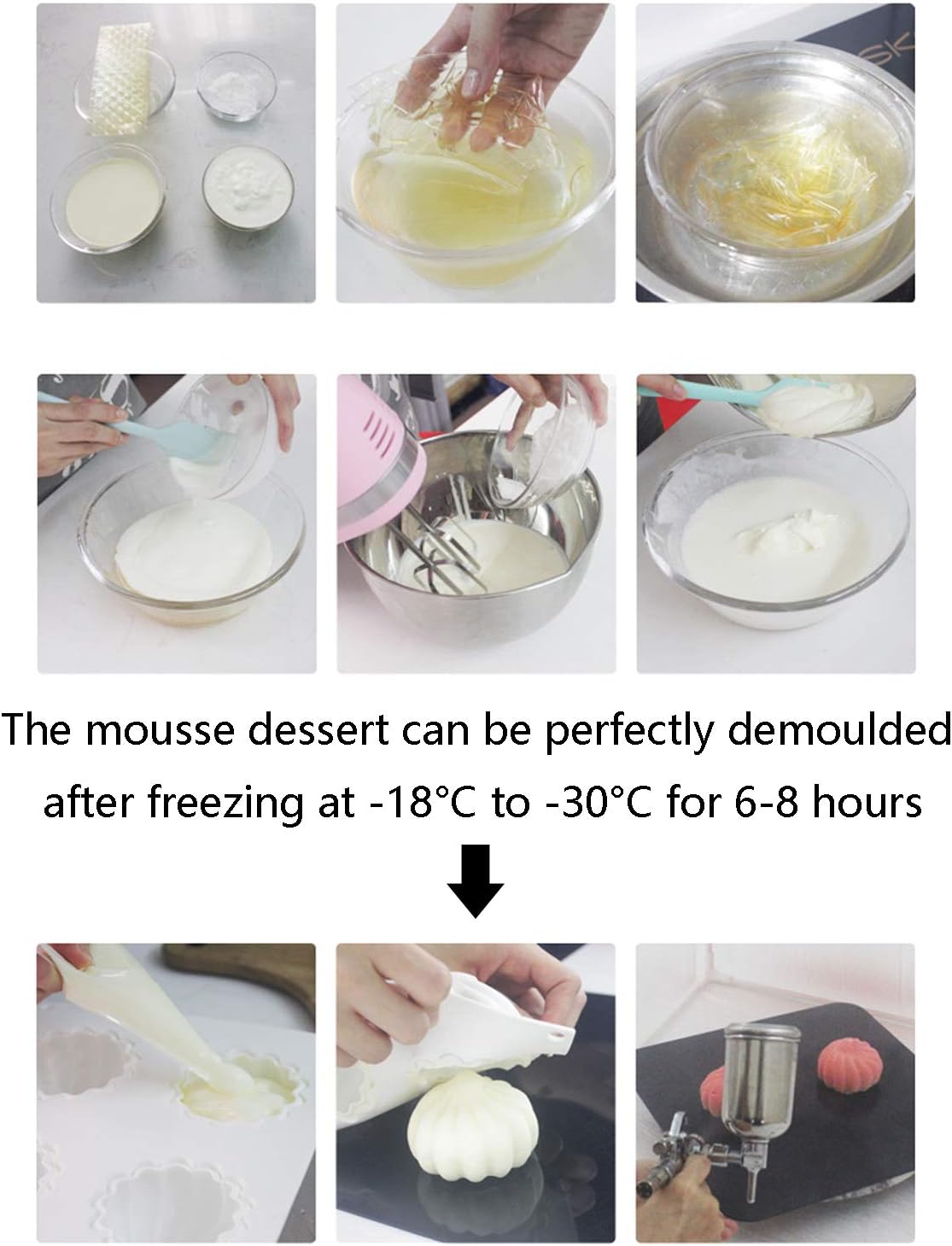 OCPO Kitchen Mini Silicone Mold for Baking Mousse & Cake, French Dessert Mold for Pastry Donuts Chocolate Brownie Jello (6-Cavity)