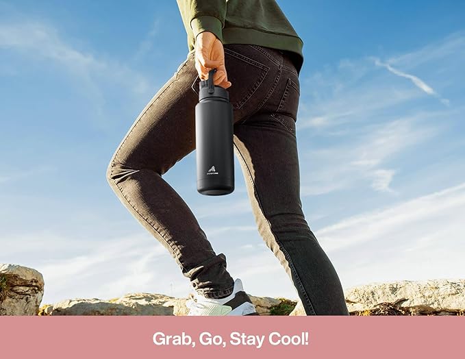POWCAN 32 oz Insulated Water Bottle with 2-in-1 Straw and Spout Lid, Keep Cold 24H, Leak-Proof, BPA-Free, Double Wall Stainless Steel Water Bottle for Sports, Gym, Travel, Gift, School (Bow Crush)