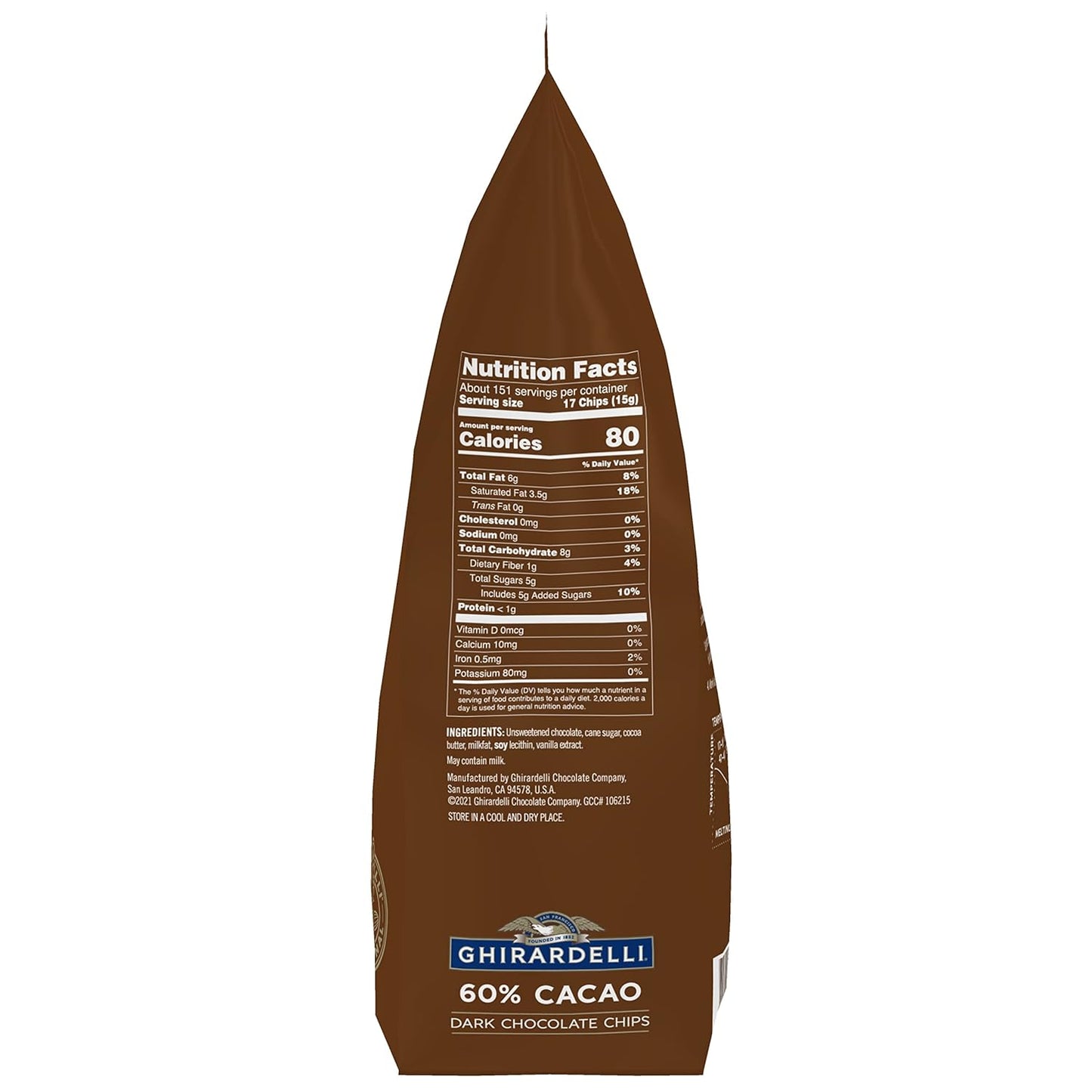 Ghirardelli Chocolate Company 60% Cacao Dark Chocolate Chips, 5lb (Pack of 2)