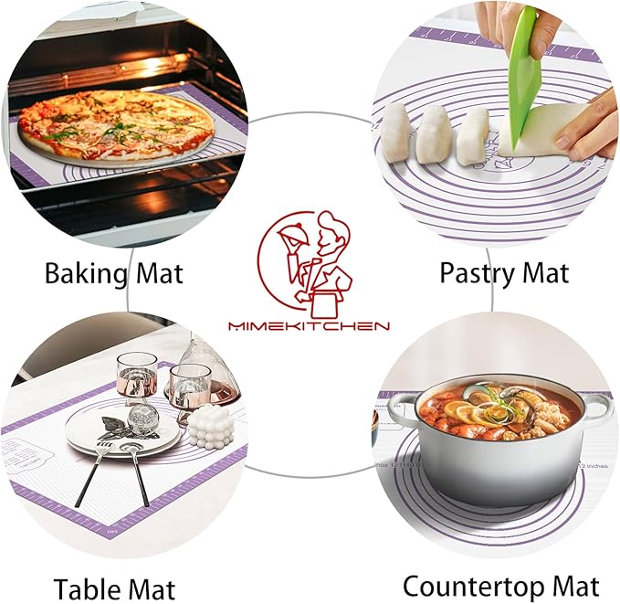 Silicone Mat for Baking, Non Stick Silicone Pastry Mat for Dough Pie Crust, Rolling Mats for Making Cookies Macarons Bread, Easy to Clean& Store