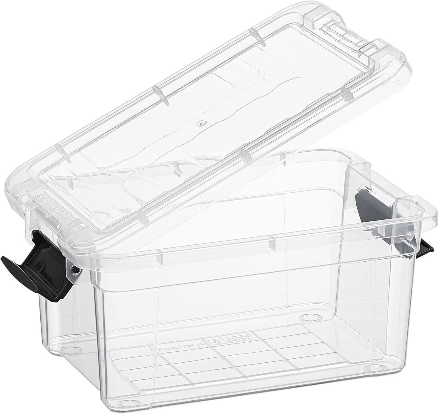 Superio Clear Storage Boxes with Lids, 2 Quart Plastic Container Bins for Organizing, Stackable Crates, BPA Free, Non Toxic, Odor Free, Organizers for Home, Office, School, and Dorm