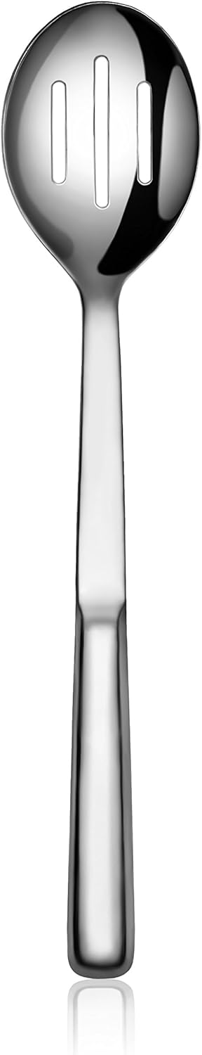 New Star Foodservice Hollow Handle Notched Serving Spoon (Silver, Slotted Serving Spoon (12-Inch))