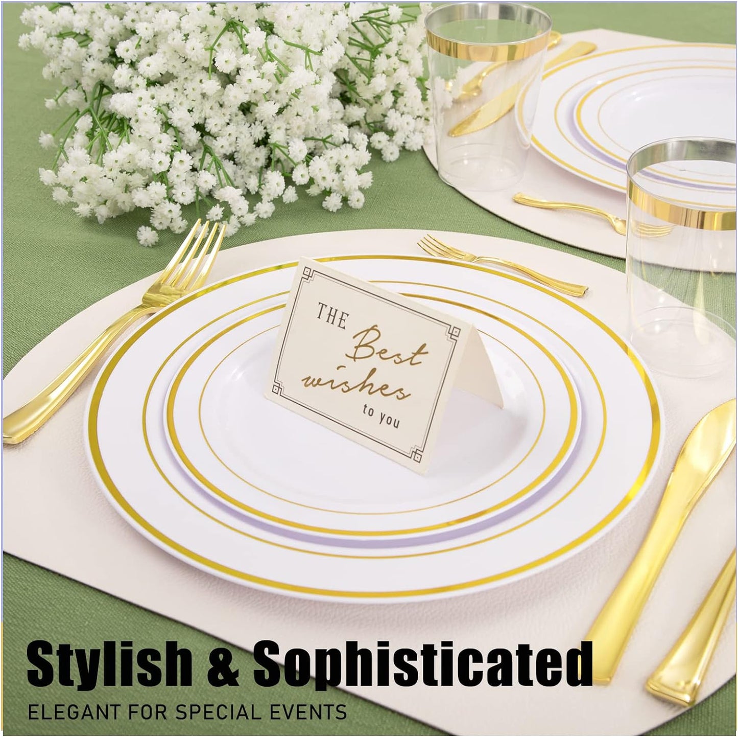 WDF 100 Pcs Gold Plastic Forks Heavy Duty - BPA-FREE, Sturdy&Durable Forks Disposable 7.4inch - Elegant Gold Forks for Dessert, Durable Plastic Cutlery for Party, Wedding or Daily Using