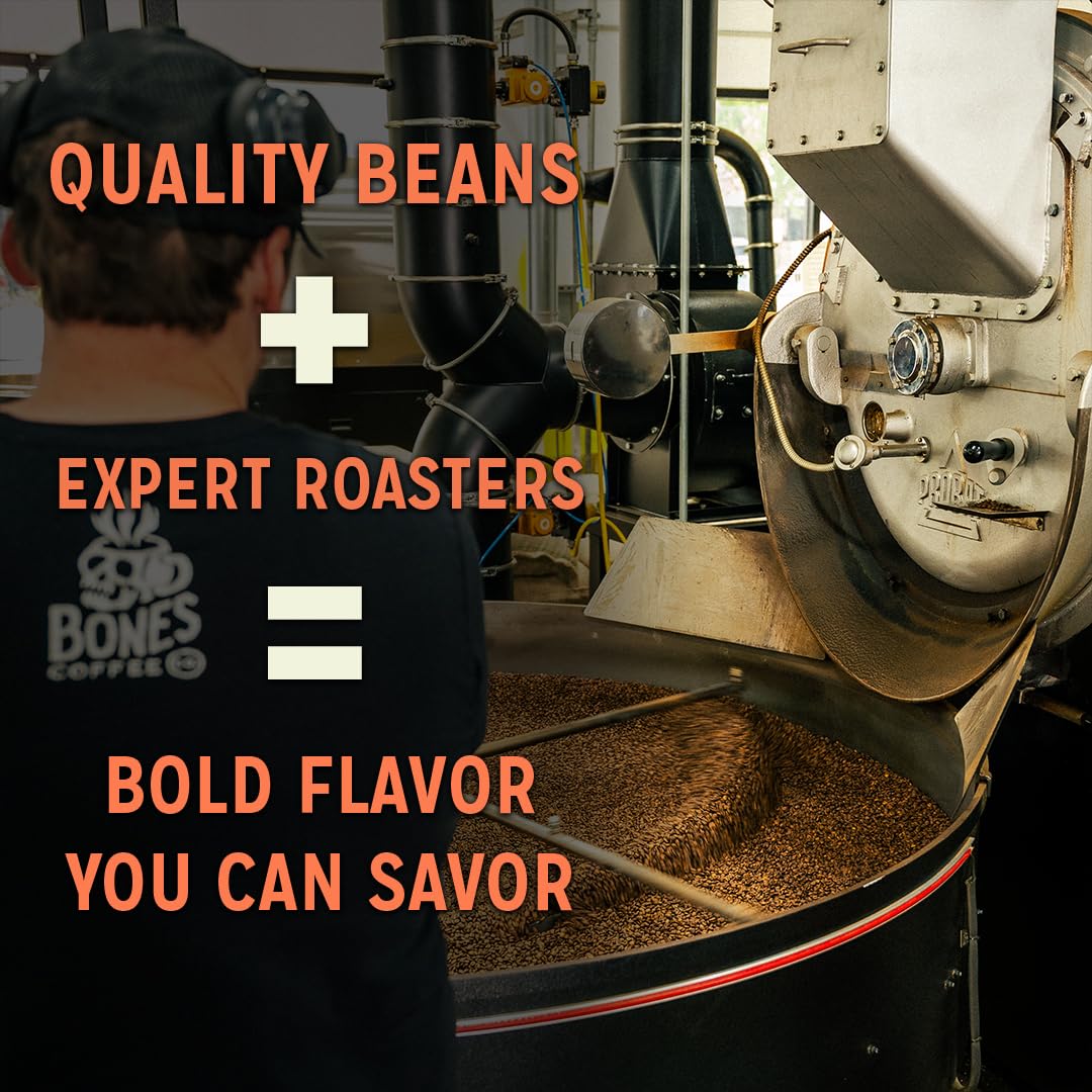 Bones Coffee Company Frankenbones Chocolate and Hazelnut Flavored Coffee, Medium Roast Low Acid Arabica Beans Compatible with Auto drip and French Press Coffee Maker, 12 Oz Ground