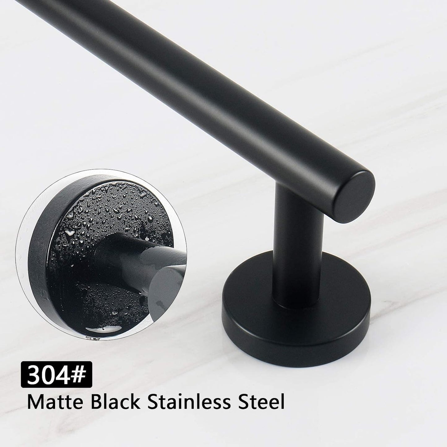 NearMoon Bath Towel Bar, Bath Accessories Thicken Stainless Steel Shower Towel Rack for Bathroom, Towel Holder Wall Mounted (2 Pack, Matte Black, 16 Inch)
