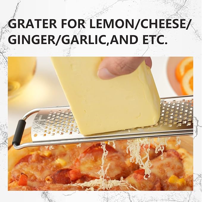 ALLTOP Lemon Zester, Hand-held Stainless Steel Food Grater,Pro Kitchen Tool for Cheese Parmesan Vegetable Ginger Garlic Nutmeg Citrus Lime Orange Chocolate Fruit - Fine Shredder