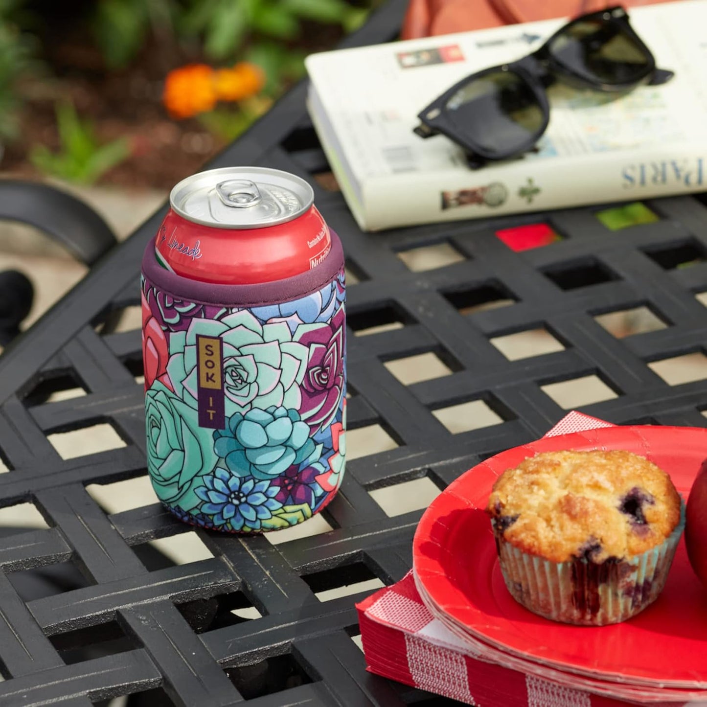 Sok It CanSok Sleeve for Beer & Soda Insulated Neoprene Cover (Abstract Floral, 12oz Can Sleeve)