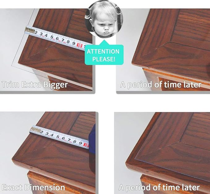 NECAUX Custom Multisize 1.5mm Thick Frosted PVC Table Cover Protector - 42 x 42 Inch Waterproof PVC Table Protector Square Vinyl Non-Slip Desk Pad Mat