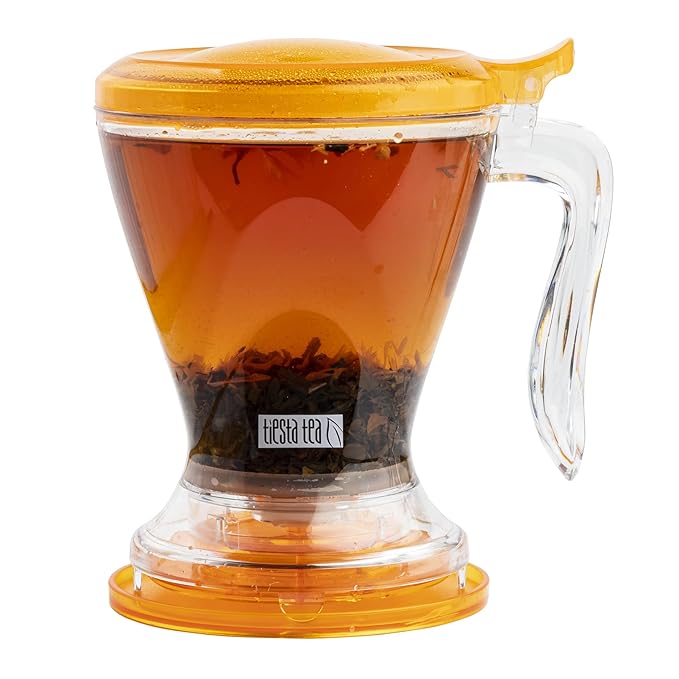 Tiesta Tea Brewmaster Infuser, Large Strainer for Loose Leaf Tea, Fine Mesh Bottom Dispensing, Microwave & Dishwasher Safe, Reusable Steeper, Loose Leaf Holder, 16 Oz