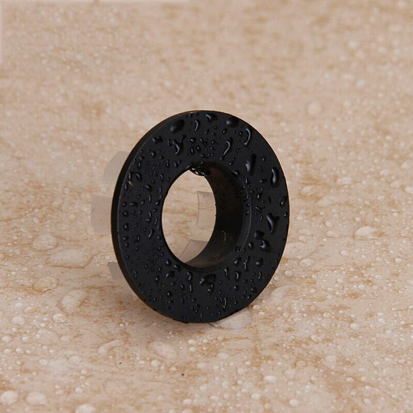 Sink Basin Trim Overflow Cover Brass Insert in Hole Round Caps Matte Black