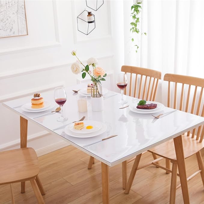 20 x 48 Inch Clear Table Cover Protector, Clear Table Protector for Dining Room Table, 1.5mm Plastic Table Cover, Waterproof Table Pad for Kitchen, Office