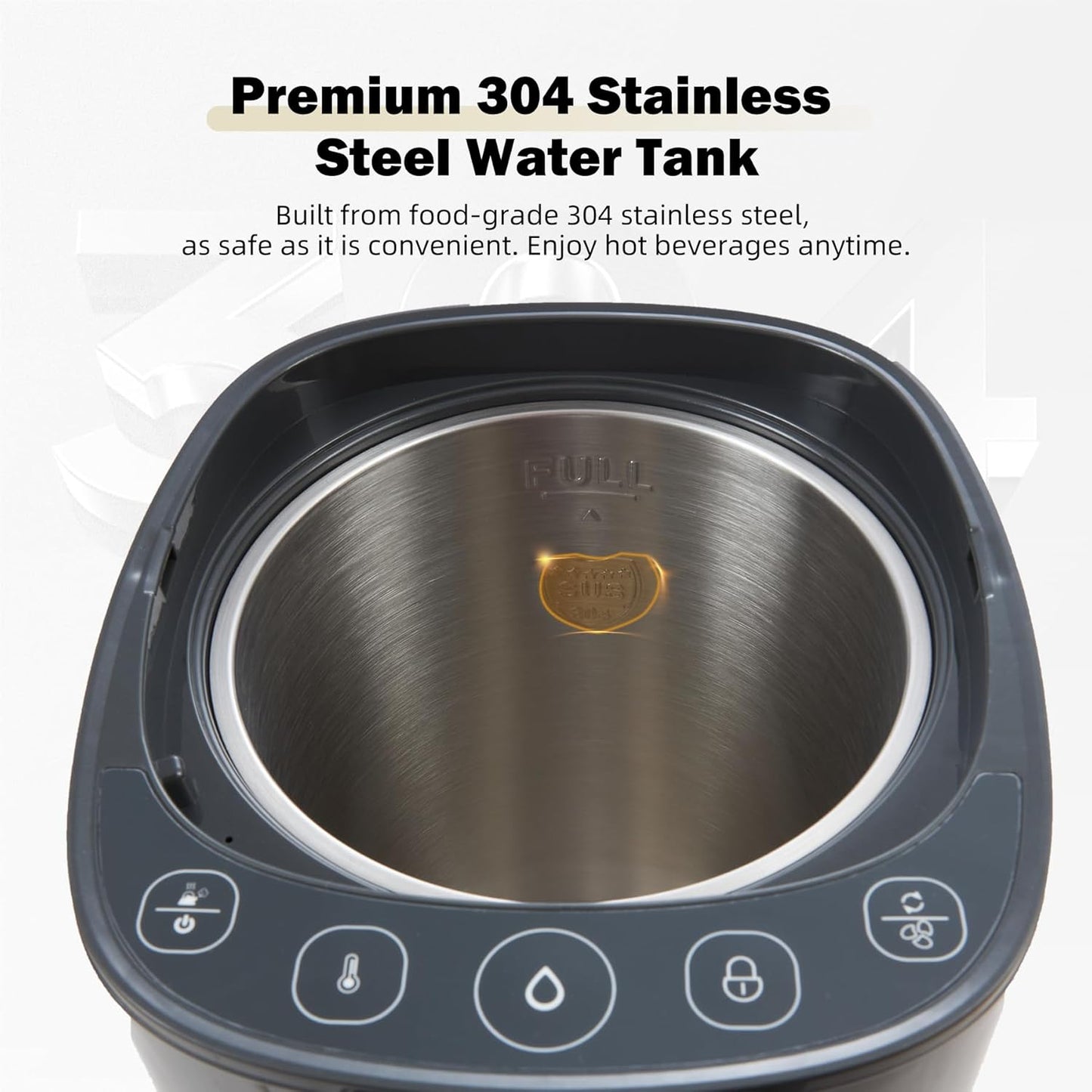 OCTAVO Water Boiler & Warmer 5 Liter, 304 Stainless Steel Water Tank, 700 Watt 6 Adjustable Water Temperature, LCD Touch Control Screen, Child Lock with Water Shortage Indicator
