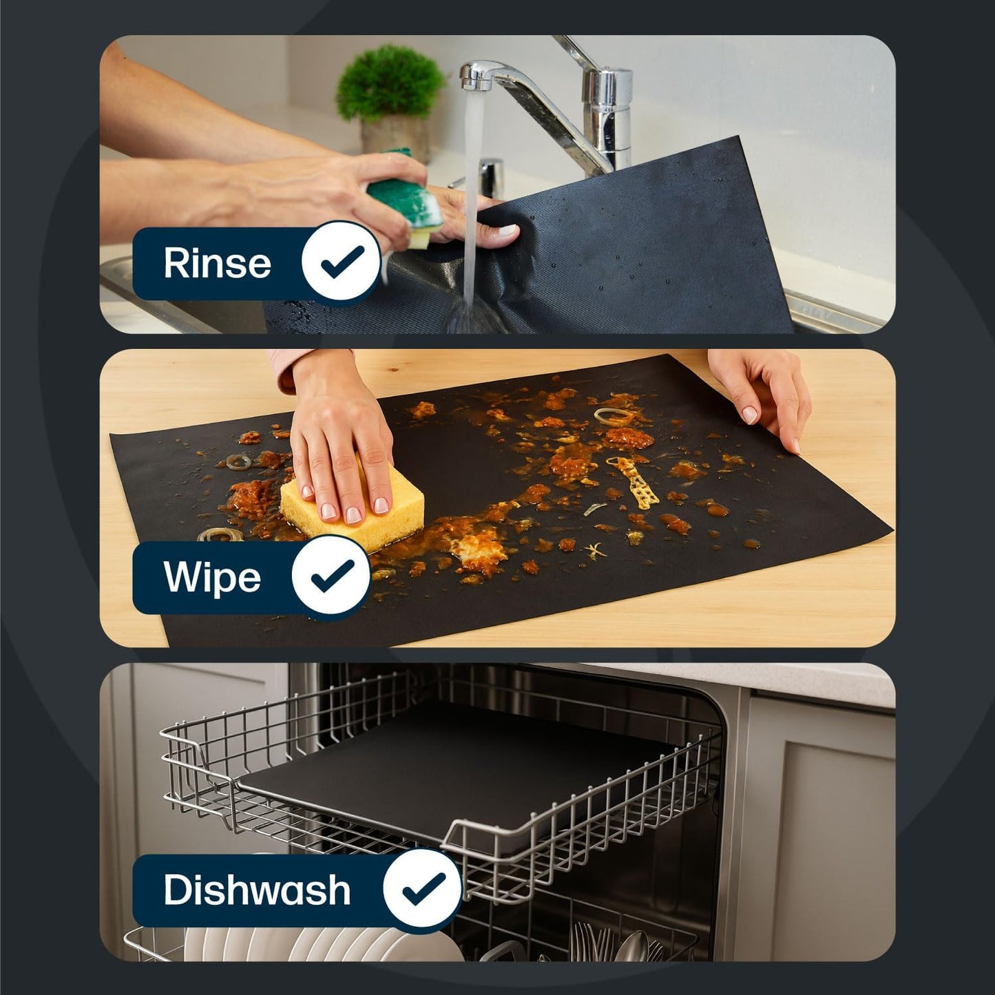 Cooks Innovations Non-Stick Oven Protector Mat - 2 Heavy Duty Nonstick Oven Rack Liners to Protect Convection, Electric, Gas, & Microwave Ovens - BPA & PFOA Free Heat Resistant Baking Mat
