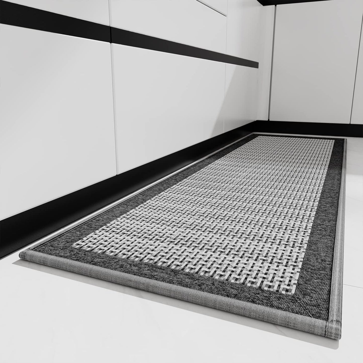 Kitchen Rugs and Mats Non Skid Washable - Non Slip Absorbent Kitchen Runner Rugs for Floor, Machine Washable Standing Mats for in Front of Sink,Laundry Room,Hallway(20"x70",Grey)