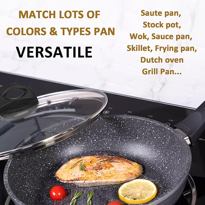 Glass Lids for Pot and Pan, 8, 9.5, 10.25, 11, 12, 12.6, 13.5, 14 Inch Tempered Replacement for Covers Kitchen Cookware, Frying Pan, Wok, Skillet (8 Inch)
