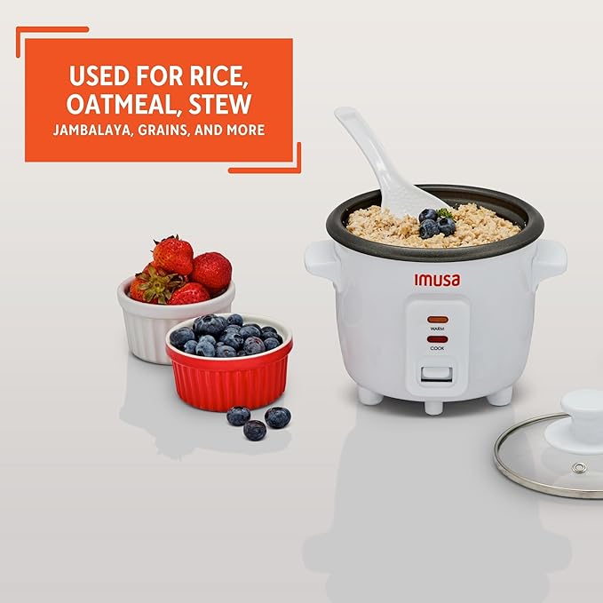 IMUSA 1.5cup Electric Ceramic Rice Cooker, White