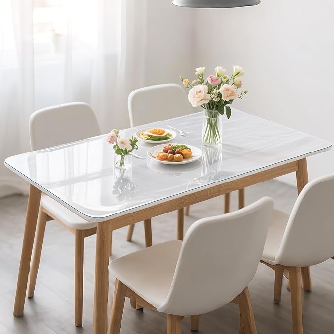 Clear Table Protector 36 x 60 Inch, 1.4mm Thick Waterproof PVC Plastic Table Cover, Durable Table Pad for Dining Room, Kitchen, Writing Desk, and Coffee Tables