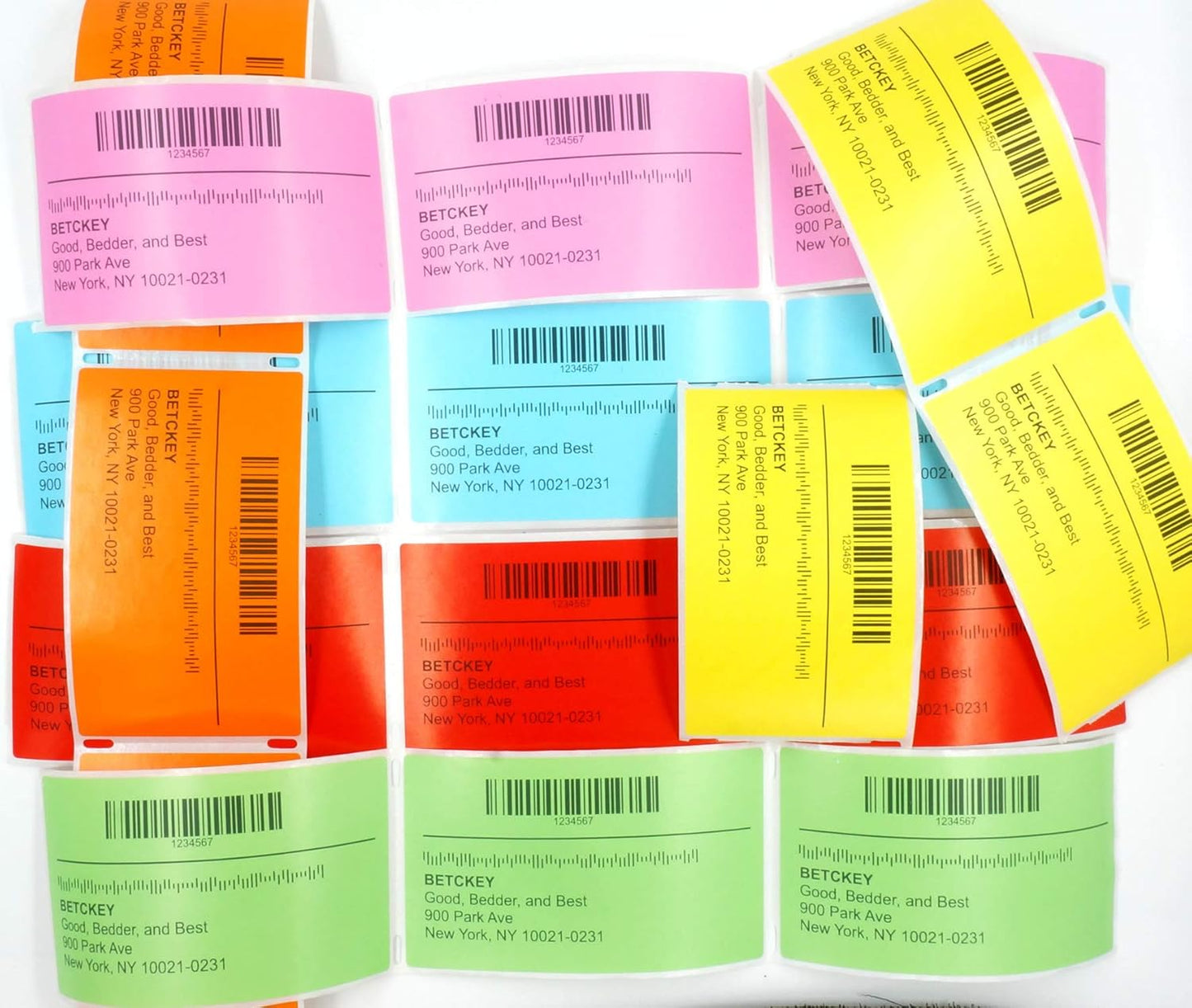 BETCKEY - 1" x 1" Square QR Code Labels Replacement for Zebra & Label Printer,Premium Adhesive & Perforated[Mixed: Light Blue + Red + Green + Pink + Orange + Yellow, 6 Rolls, 8280 Labels]