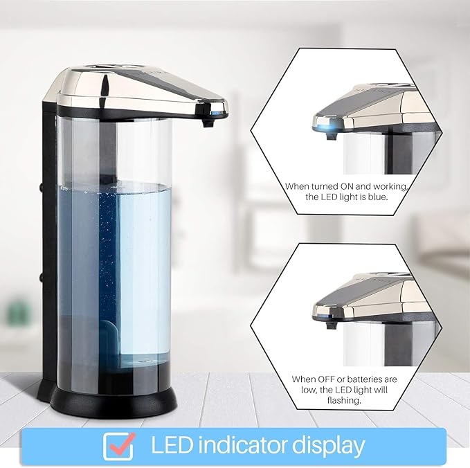Secura 17oz Automatic Liquid Soap Dispenser, Touchless Battery Operated Hand Soap Dispenser with Adjustable Soap Dispensing Volume Control Dial, Personal Care Dispenser (Brushed Nickel)