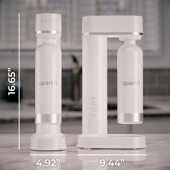 Fizzit Spärklï Carbonated Water Soda Maker with Stainless Steel Bottle Included,Dishwasher Safe