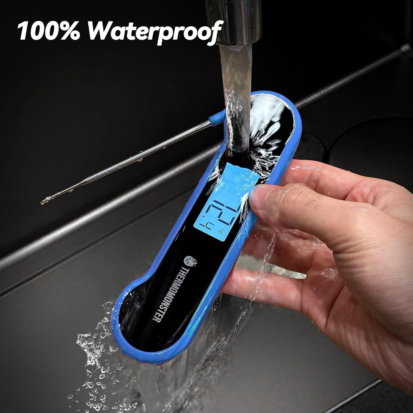 0.5 Sec Instant Read Meat Thermometer Digital with ±0.5℉ Precision, Food Thermometer for Cooking Kitchen Gadgets, Oven Grill Candy BBQ Essentials Accessories, Gifts for Him Dad Men Birthday, Blue
