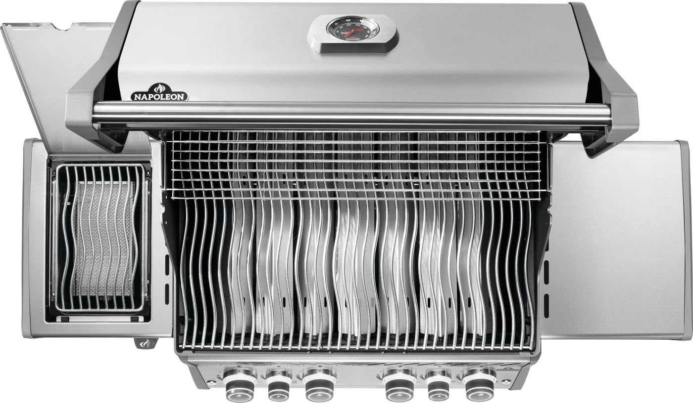 Napoleon Rogue PRO 525 Propane Gas Grill with Infrared Side Burner, Stainless Steel, Durable 5-Burner Outdoor BBQ