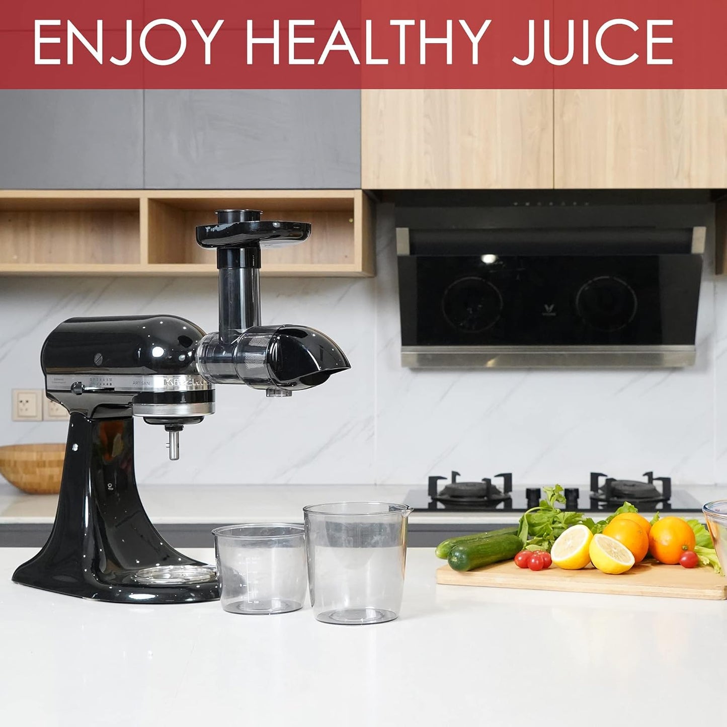 Masticating Juicer Attachment for KitchenAid All Models Stand Mixers, Masticating Juicer, Slow Juicer Attachment for KitchenAid All Models Stand Mixers, Black(Machine/Mixer Not Included)