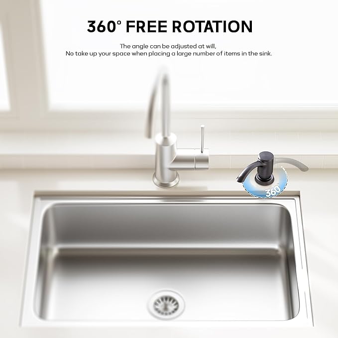 SAMODRA Built-in Kitchen Sink Soap Dispenser with Extension Tube Kit - Oil-Rubbed Bronze Finish, Leak-Proof Design, No Top Refill Required (39" Tube)