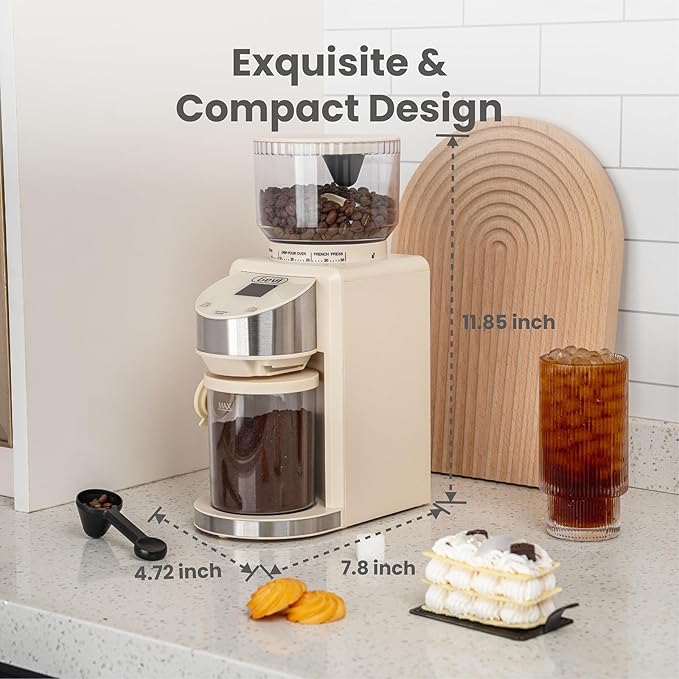 Gevi Coffee Grinder Electric,Coffee Bean Grinder with 35 Grind Settings for Espresso,Drip,French Press,Burr Coffee Grinder for Home Use,Anti-static Design,Beige