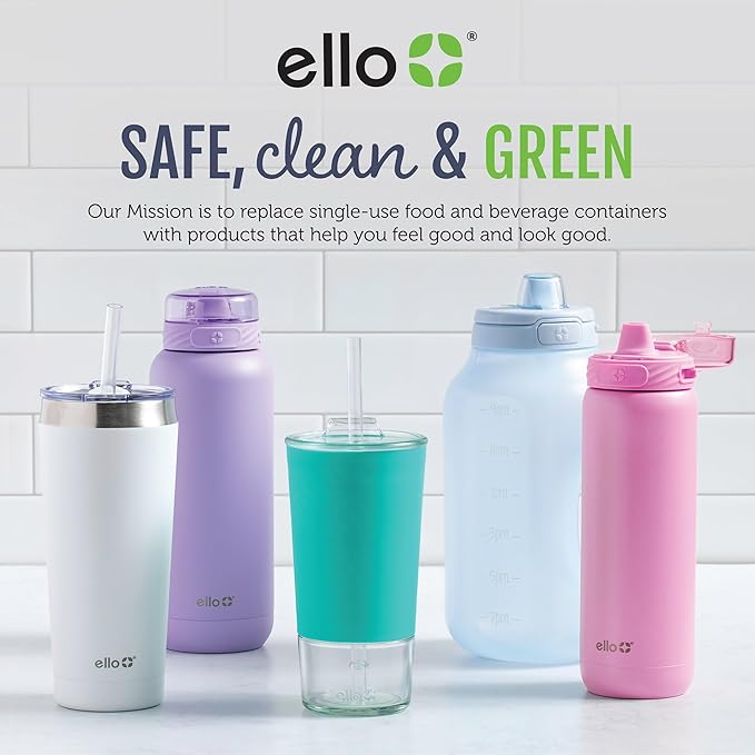 Ello Pop & Fill 40oz Stainless Steel Water Bottle with Quick Fill Technology, Double Walled and Vacuum Insulated Metal, Leak Proof Locking Lid, Sip and Chug, Reusable, BPA Free, Tonal Black