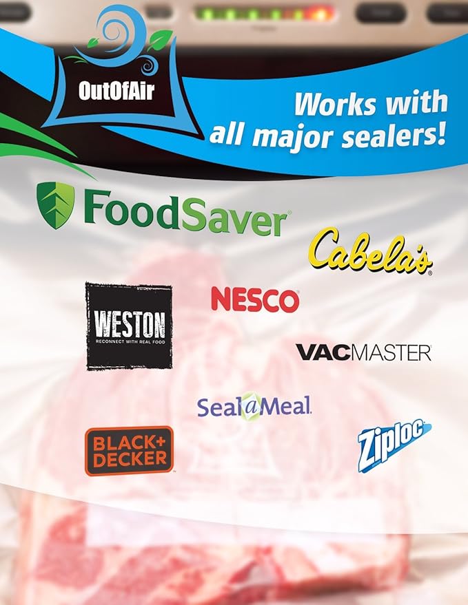 6" x 100' Mega Roll & Cutter Box Vacuum Sealer Bags Roll (No More Scissors) 4 mil 100 Foot OutOfAir, 33% Thicker, BPA Free, Sous Vide, Commercial Grade, Works with FoodSaver Sealers