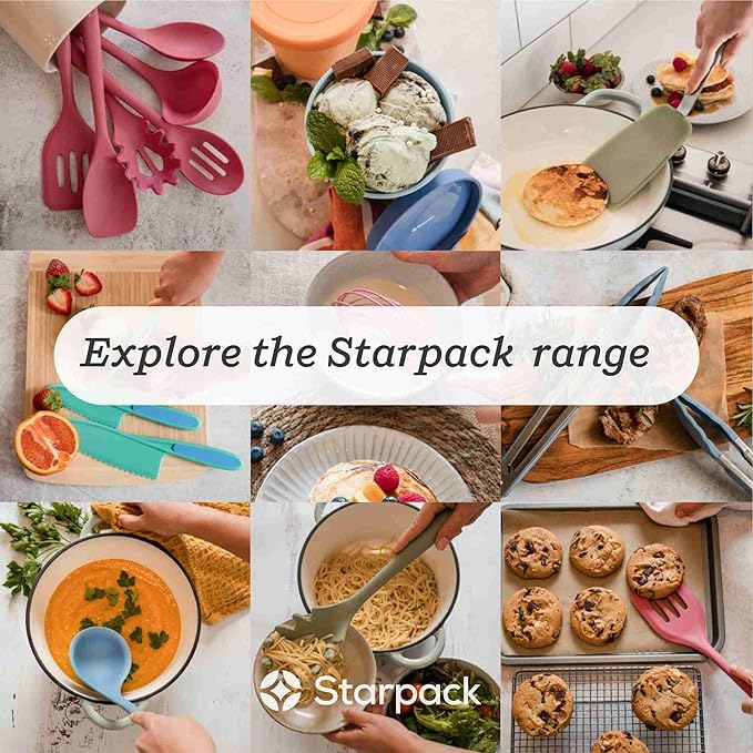 Starpack 'Get a Grip' Silicone Kitchen Tongs for Cooking (2Pcs) - BBQ Tongs for Grill Heat Resistant to 600°F - Stainless Steel Kitchen Utensils w/Non Stick Silicone Tips - 9",12" for Serving Food