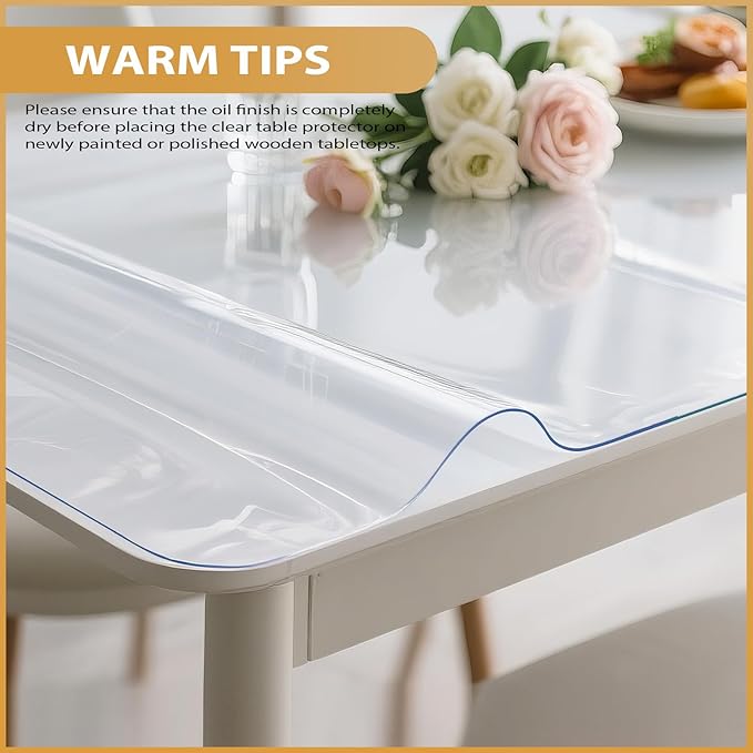 Clear Table Protector 30 x 60 Inch, 1.4mm Thick Waterproof PVC Plastic Table Cover, Durable Table Pad for Dining Room, Kitchen, Writing Desk, and Coffee Tables