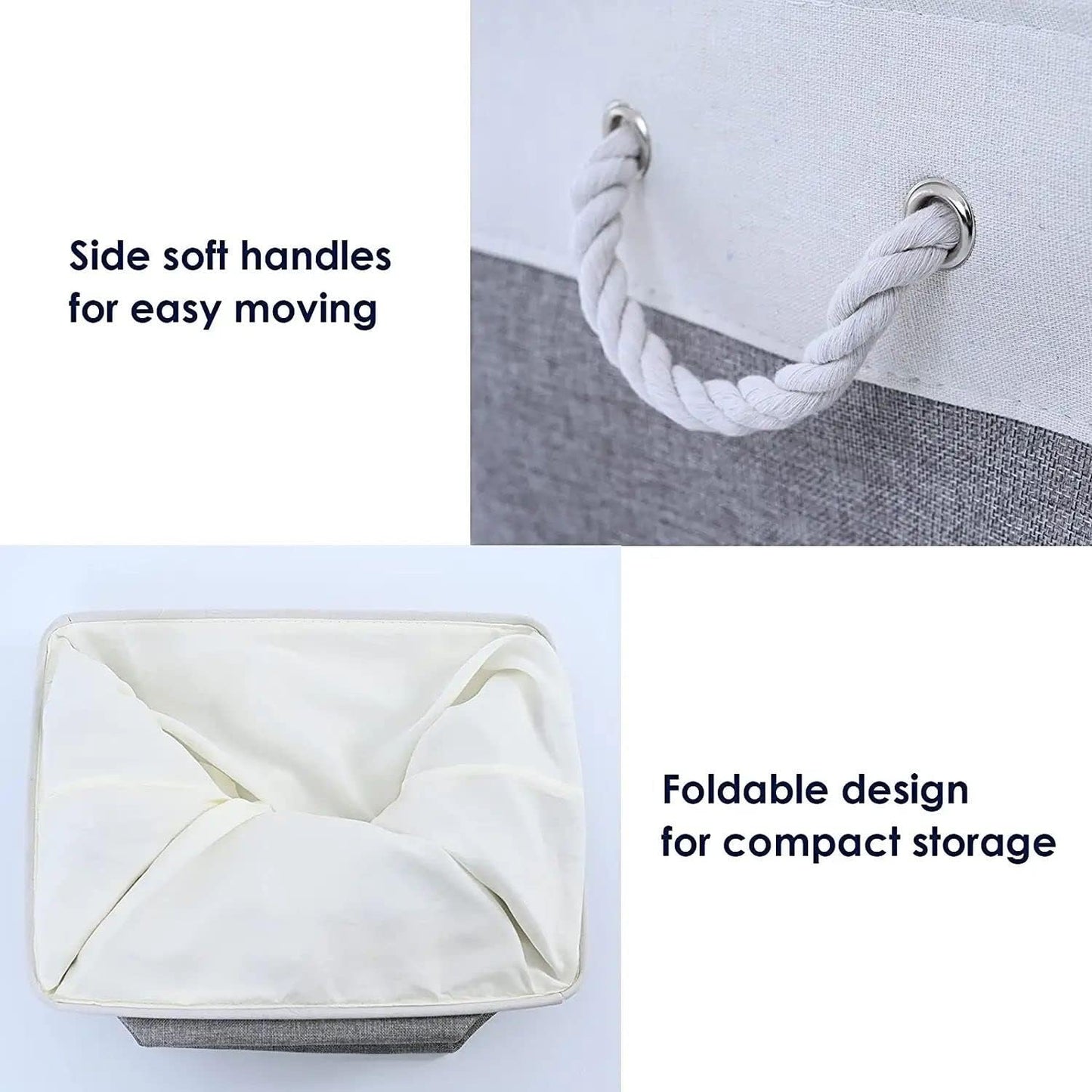 Fabric Storage Bins 12x8x5 inch [6-Pack] with Rope Handles - Decorative Baskets for Organizing