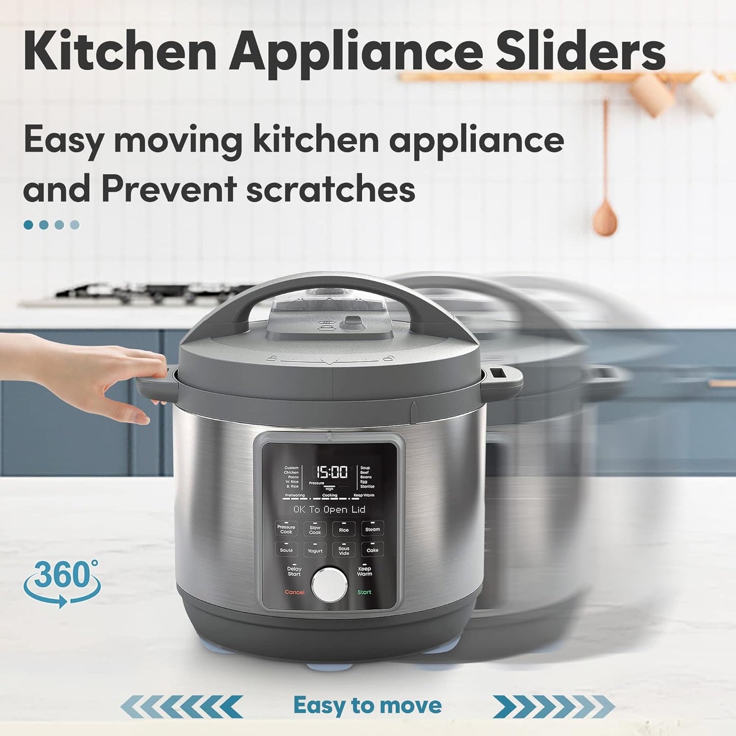 Appliance Slider for Kitchen Appliances, 36 PCS Self-Adhesive DIY Small Kitchen Appliance Slider for Most Countertop Coffee Maker, Air Fryer, Pressure Cooker, Deep Fryer, 3 Size, 19mm+22mm+25mm